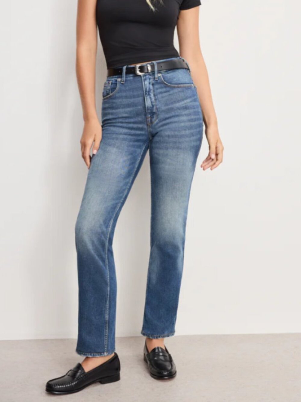 Good American Good Icon Cropped Straight Jeans Indigo480 Size 6/28